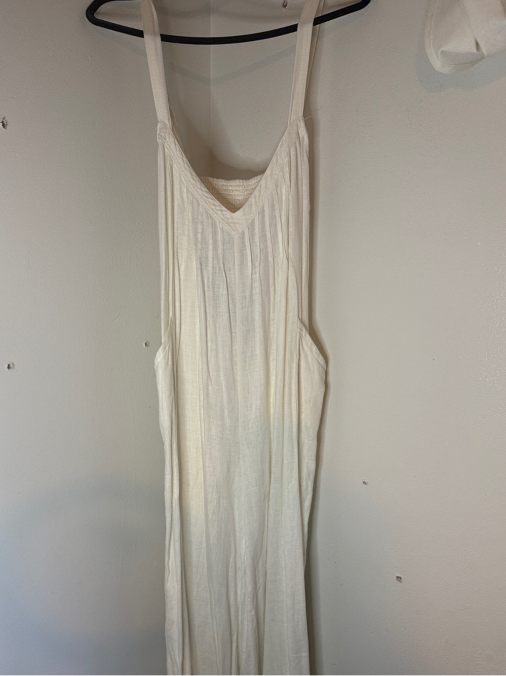 Free People Cream Tie-Shoulder V-Neck Jumpsuit